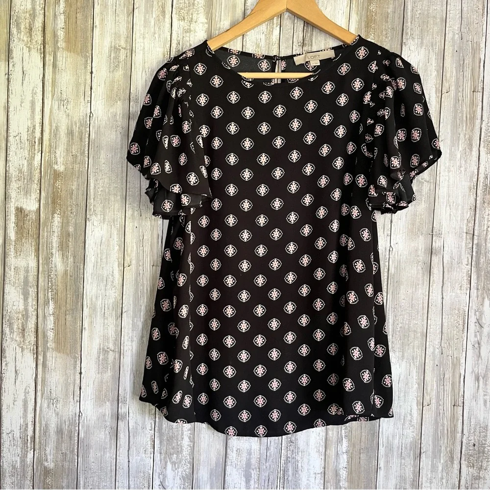 Loft Paisley Flutter Sleeve Blouse - Picture 2 of 6